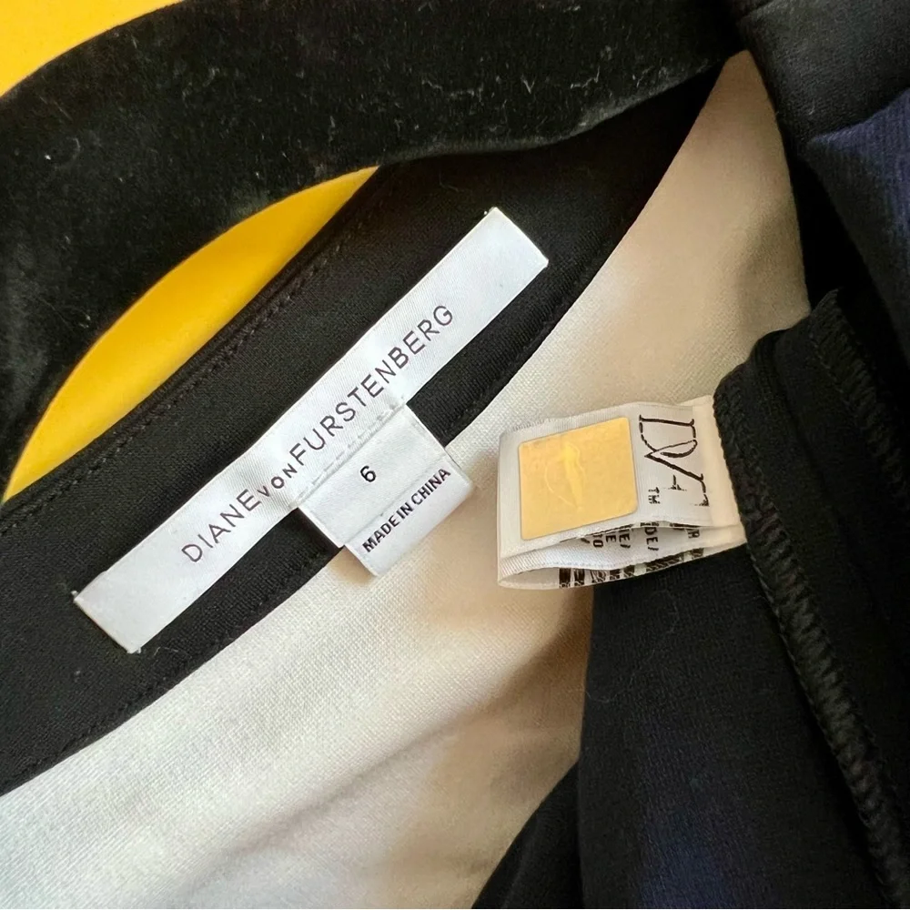 Diane von Furstenberg DVF Gracie Bow Wrap Mini Dress Sleeveless Color Block 6 - Picture 7 of 9